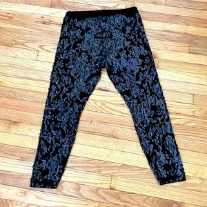 NWOT Sequin High Rise Leggings Velvet Evening Club Night out Trousers Shiny Fit